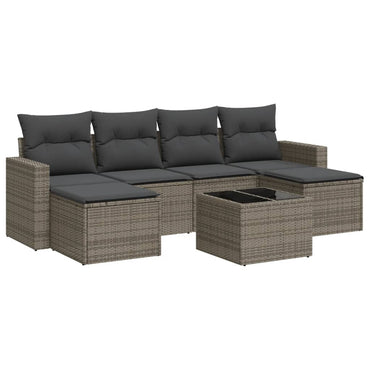 vidaXL Ensemble de canapés de jardin 7 pcs avec coussins Gris Résine tressée