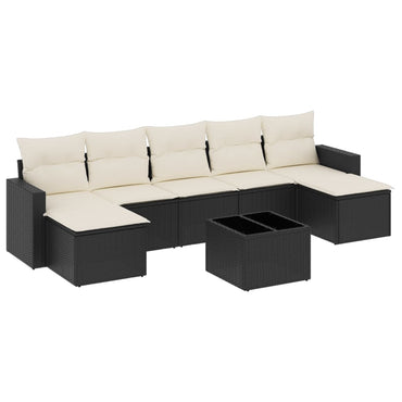 vidaXL Ensemble de canapés de jardin 8 pièces avec coussins résine tressée noir