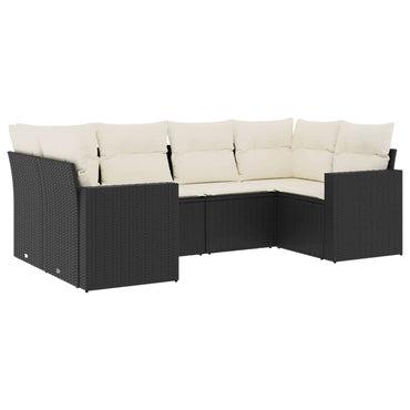 vidaXL Salon de jardin 6 pcs avec coussins Noir Résine tressée