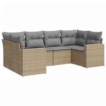 vidaXL Salon de jardin 6 pcs avec coussins beige résine tressée