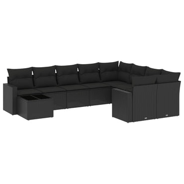 vidaXL Salon de jardin 10 pcs avec coussins Noir Résine tressée