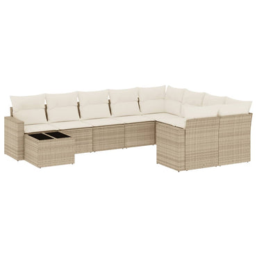 vidaXL Salon de jardin 10 pcs avec coussins beige résine tressée