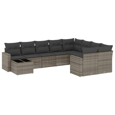 vidaXL Salon de jardin 10 pcs avec coussins résine tressée gris