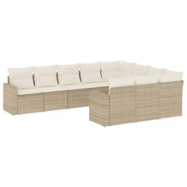 vidaXL Salon de jardin 10 pcs avec coussins beige résine tressée