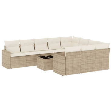 vidaXL Ensemble de canapés de jardin 11 pcs avec coussins en rotin synthétique beige
