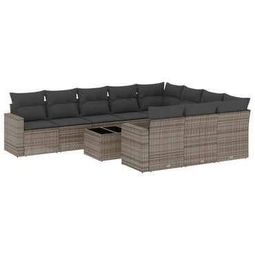vidaXL Ensemble de canapés de jardin 11 pcs avec coussins en résine tressée gris