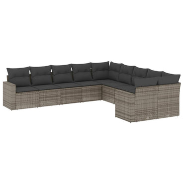 vidaXL Salon de jardin 10 pcs avec coussins résine tressée gris