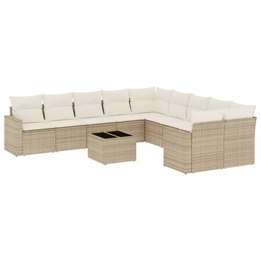 vidaXL Ensemble de canapés de jardin 11 pcs avec coussins en rotin synthétique beige