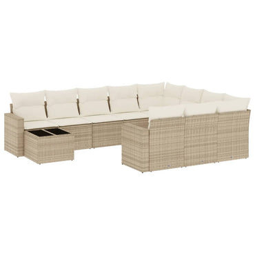 vidaXL Ensemble de canapés de jardin 11 pcs avec coussins en rotin synthétique beige