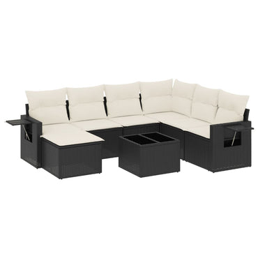 vidaXL Ensemble de canapés de jardin 8 pièces avec coussins résine tressée noir