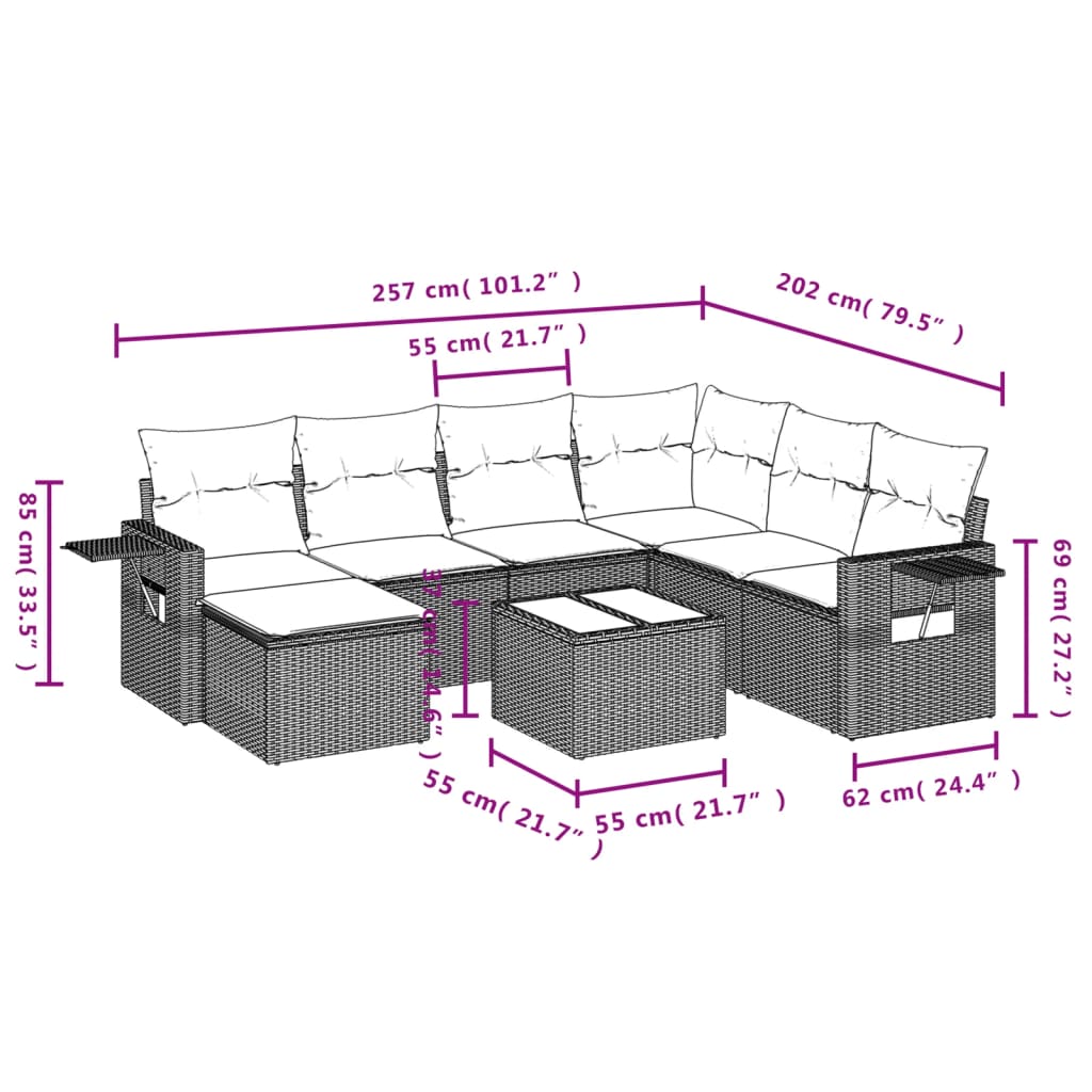 vidaXL Ensemble de canapés de jardin 8 pièces avec coussins résine tressée noir