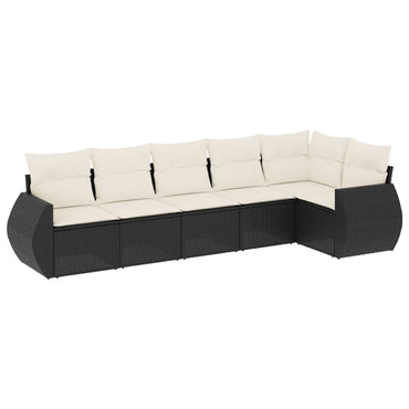 vidaXL Salon de jardin 6 pcs avec coussins Noir Résine tressée