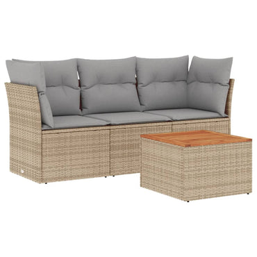 vidaXL 4-tlg. Garten-Sofagarnitur mit Kissen Beigemischung Poly Rattan