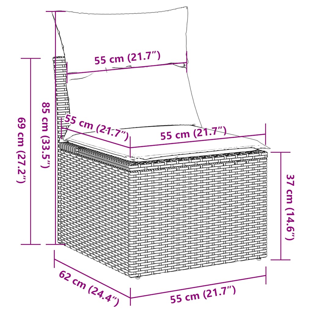 5-tlg. Garten-Sofagarnitur mit Kissen Schwarz Poly Rattan