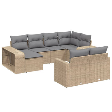 vidaXL Salon de jardin 10 pcs avec coussins beige résine tressée