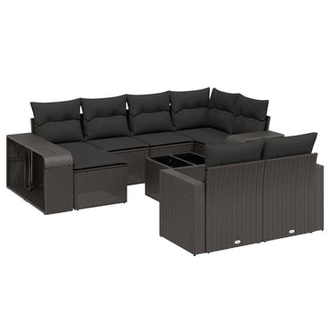 vidaXL Salon de jardin 11 pcs avec coussins Noir Résine tressée