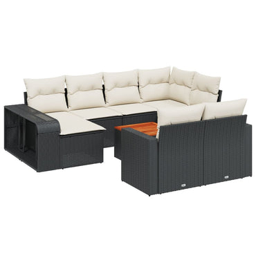 vidaXL Salon de jardin 11 pcs avec coussins Noir Résine tressée