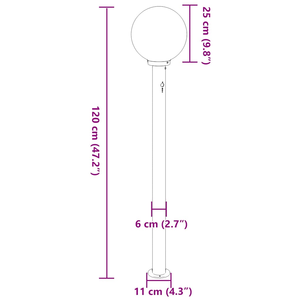 Pollerleuchte mit Sensor 120 cm Schwarz IP44