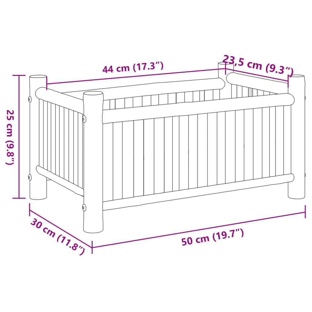 vidaXL Pflanzkübel 50x30x25 cm Bambus
