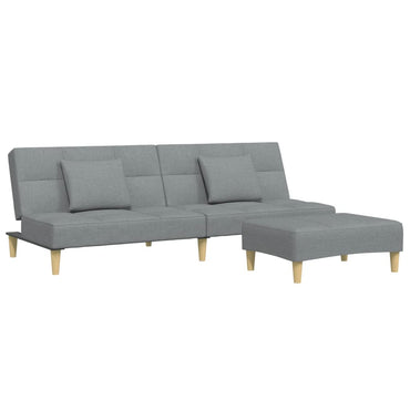 vidaXL Schlafsofa 2-Sitzer mit Fußhocker Hellgrau Stoff