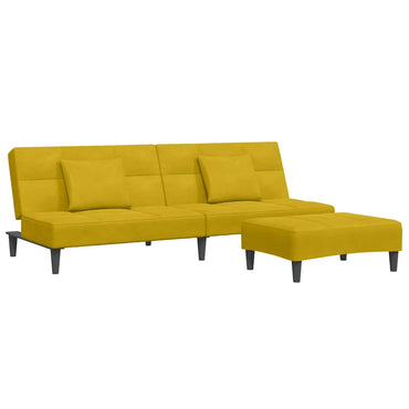vidaXL Schlafsofa 2-Sitzer mit Fußhocker Gelb Samt