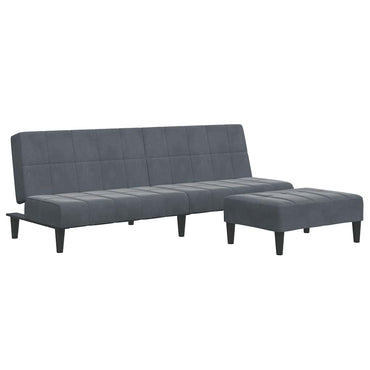 vidaXL Canapé-lit 2 places avec repose-pieds Velours gris foncé