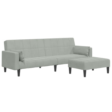 vidaXL Schlafsofa 2-Sitzer mit Fußhocker Hellgrau Samt