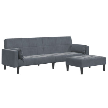 vidaXL Schlafsofa 2-Sitzer mit Fußhocker Dunkelgrau Samt