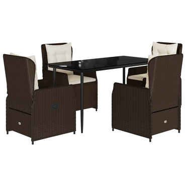 vidaXL Ensemble repas de jardin 5 pcs avec coussins résine tressée marron