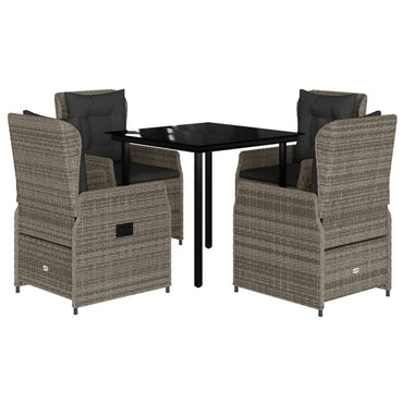 vidaXL 5-tlg. Garten-Essgruppe mit Kissen Grau Poly Rattan