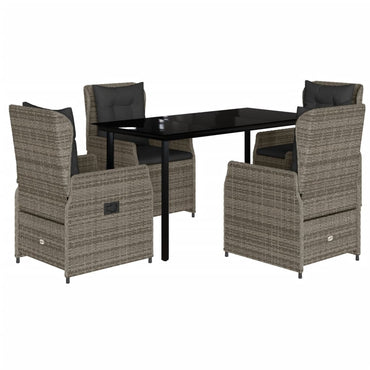 vidaXL 5-tlg. Garten-Essgruppe mit Kissen Grau Poly Rattan