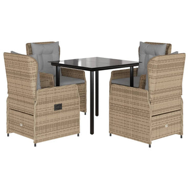 vidaXL 5-tlg. Garten-Essgruppe mit Kissen Beige Poly Rattan
