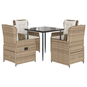 vidaXL 5-tlg. Garten-Essgruppe mit Kissen Beige Poly Rattan