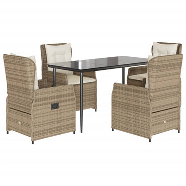 vidaXL 5-tlg. Garten-Essgruppe mit Kissen Beige Poly Rattan
