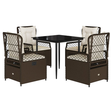 vidaXL Ensemble repas de jardin 5 pcs avec coussins résine tressée marron