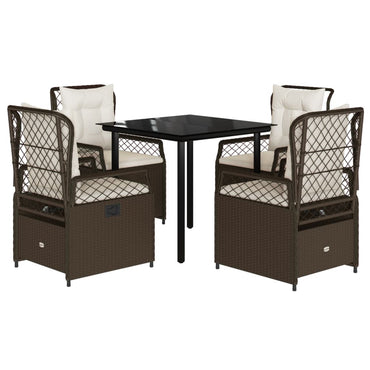 vidaXL Ensemble repas de jardin 5 pcs avec coussins résine tressée marron