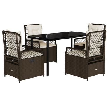 vidaXL Ensemble repas de jardin 5 pcs avec coussins résine tressée marron