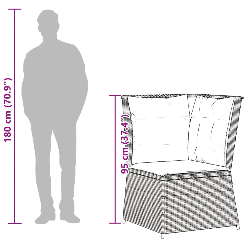 vidaXL Salon de jardin 4 pcs avec coussins Noir Résine tressée