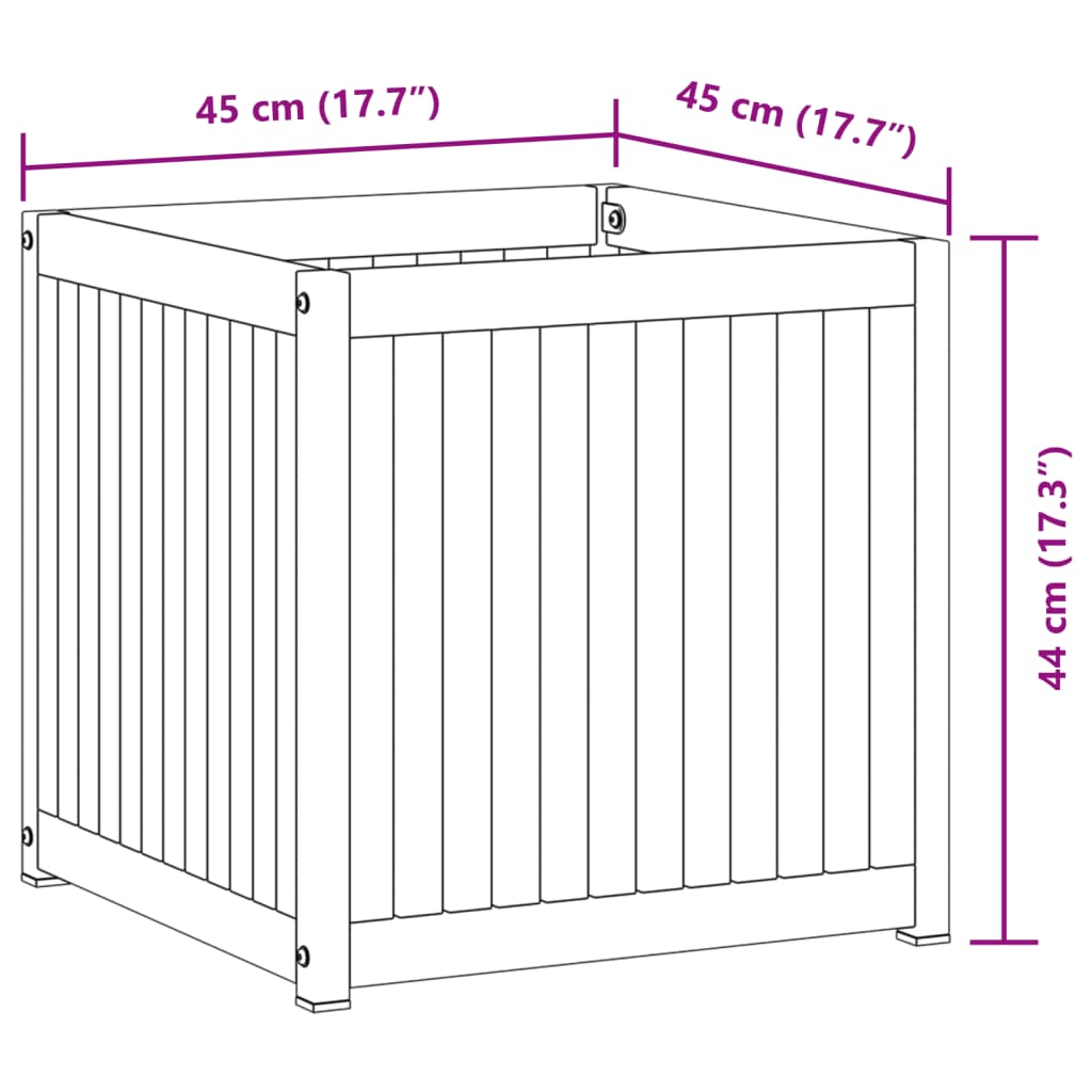 vidaXL Pflanzkübel 45x45x44 cm Massivholz Akazie und Stahl