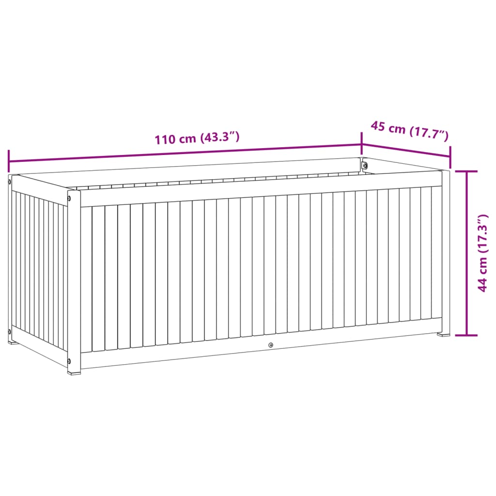 vidaXL Pflanzkübel 110x45x44 cm Massivholz Akazie und Stahl