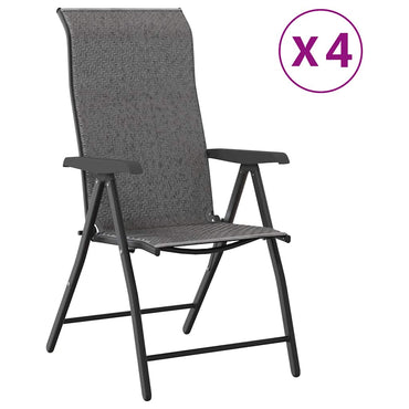 vidaXL Gartenstühle 4 Stk. Klappbar Grau Poly Rattan