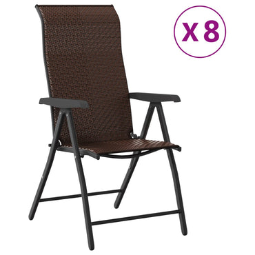 vidaXL Chaises de jardin 8 pcs Pliantes Marron Résine tressée