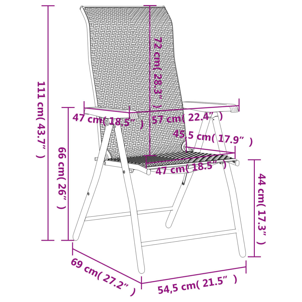 vidaXL Chaises de jardin 8 pcs Pliantes Gris Résine tressée