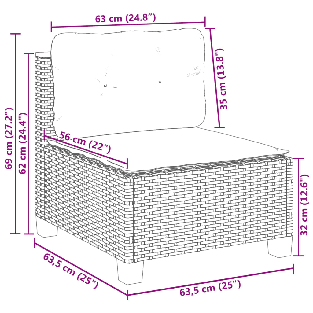 vidaXL 4-tlg. Garten-Sofagarnitur mit Kissen Schwarz Poly Rattan