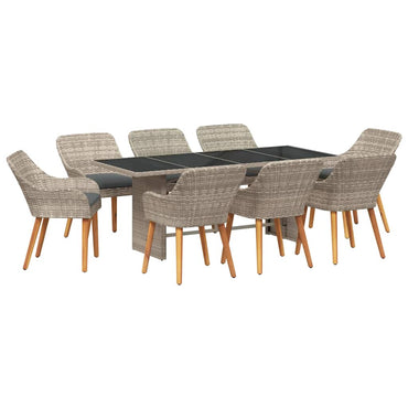 vidaXL Garten Essgruppe 9 pcs Hellgrau Poly-Rattan