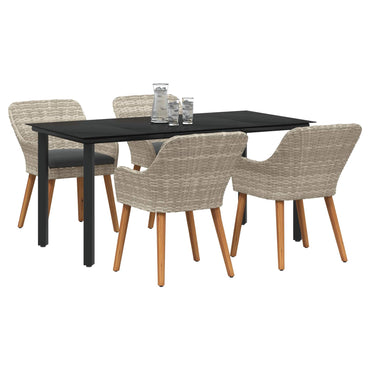 vidaXL Ensemble repas de jardin 5 pcs avec coussins gris clair en résine tressée