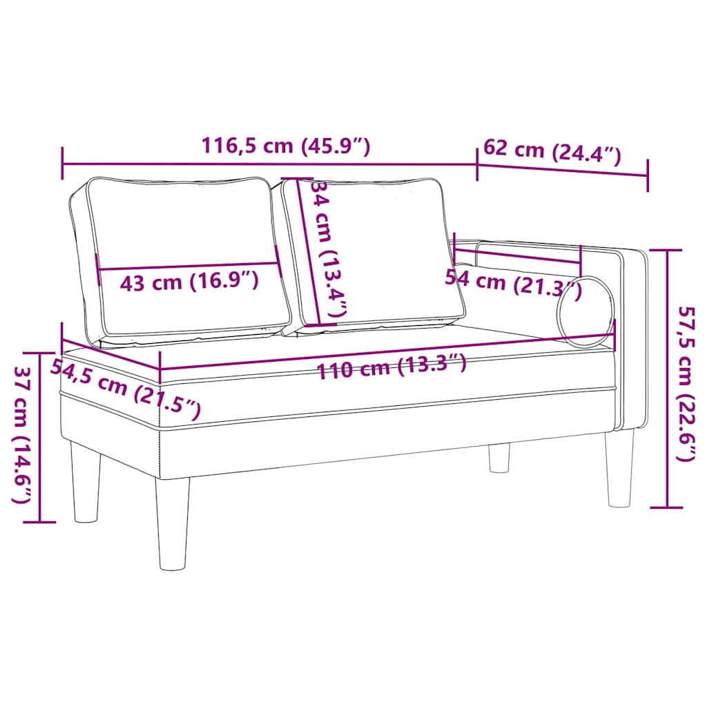Chaiselongue mit Kissen Dunkelgrün Samt