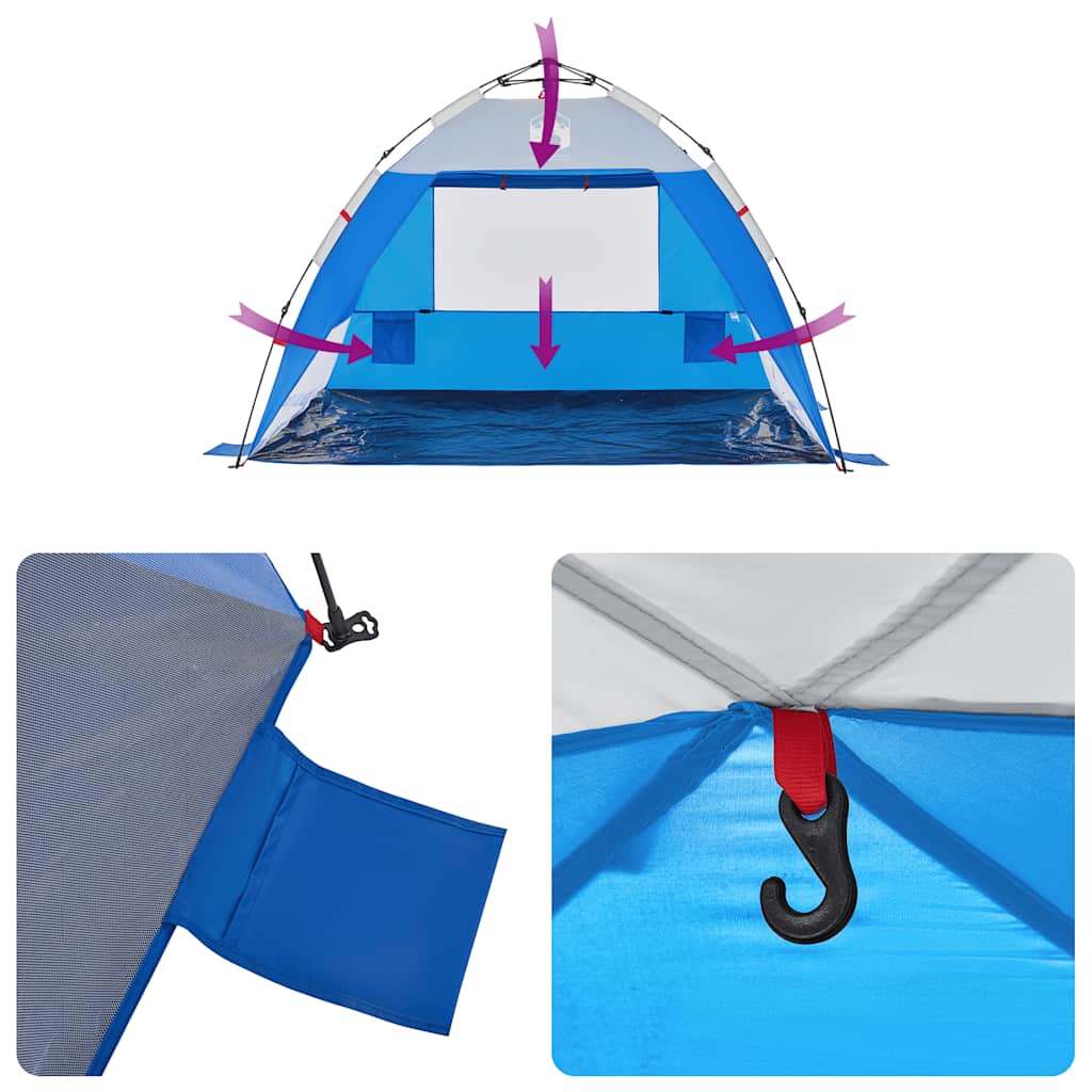 vidaXL Strandzelt 2 Personen Azurblau Quick Release Wasserdicht