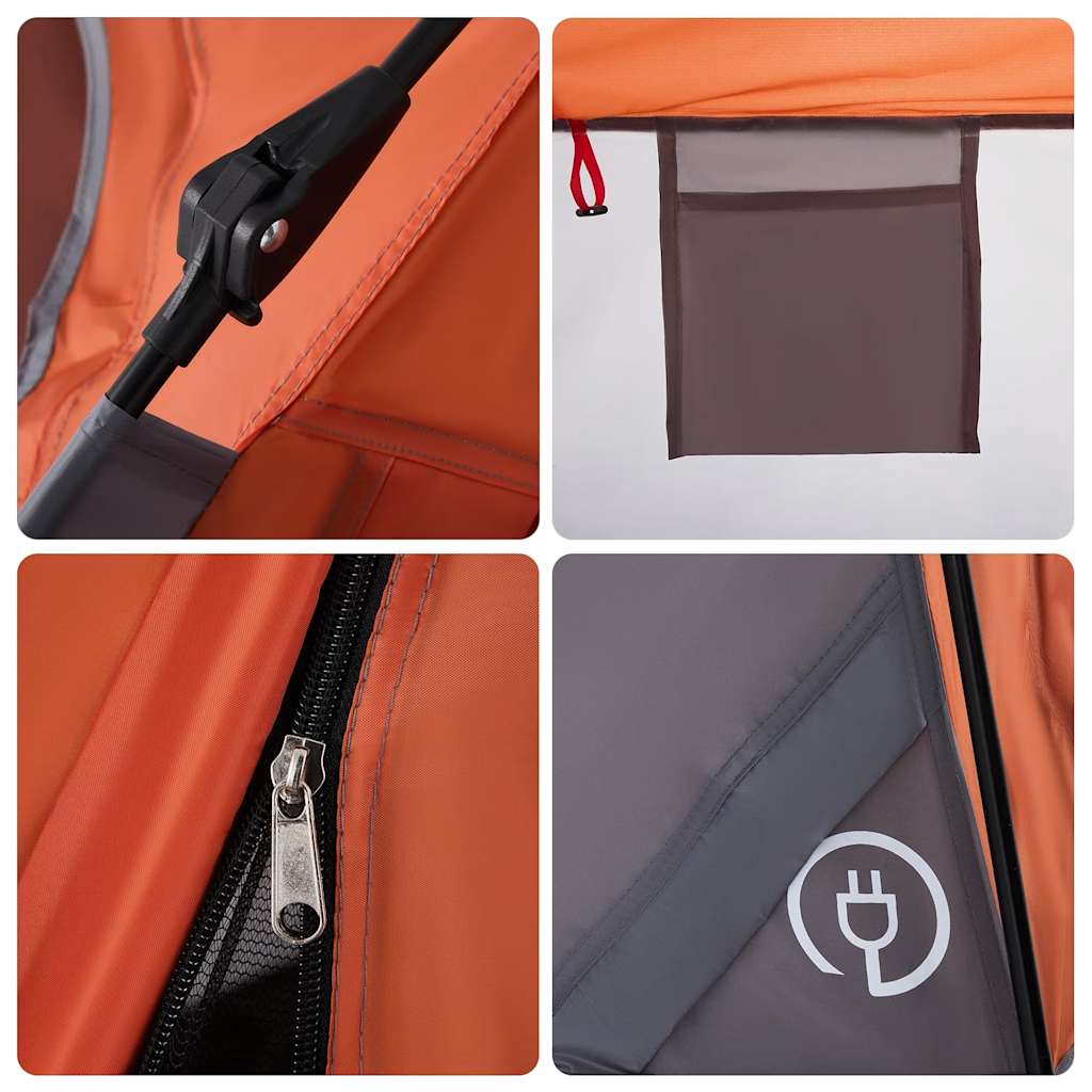 vidaXL Campingzelt 4 Personen Grau und Orange Quick Release