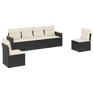 vidaXL Salon de jardin 6 pcs avec coussins Noir Résine tressée